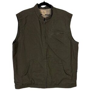 Bass Pro Red Head Ranch Chore Vest Green Outdoor Utility Workwear Canvas Lined